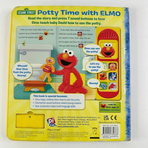 2/$6 Sesame Street-Pottery Time with Elmo Sound Book-Potty Training (Board Book) - Picture 7 of 12